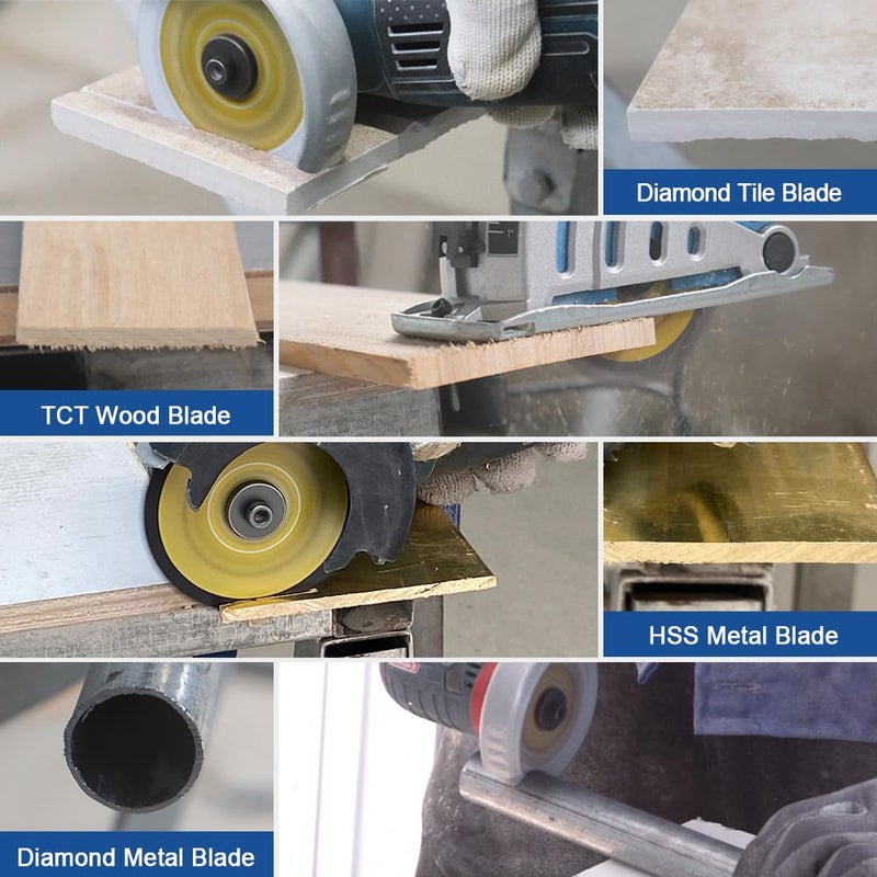 HIGHDRIL 3" 75mm Circular Saw Blade Set 4pcs - Diamond/HSS/TCT Cutting Disc for Angle Grinder Cutting Metal Copper Aluminum Tile Marble Granite Plastic Wood - Image 5